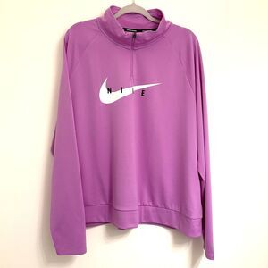 NIKE Women's (2X) Dri-Fit Swoosh Running Jacket, 1/4 Zip, Lightweight, Lavender